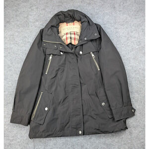 Burberry Brit Rain Coat Womens 8 Nova Check Parka Quiet Luxury Jacket Rollaway
